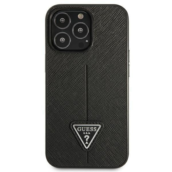 Гръб Guess PU Saffiano Triangle за iPhone 13 Pro Черен