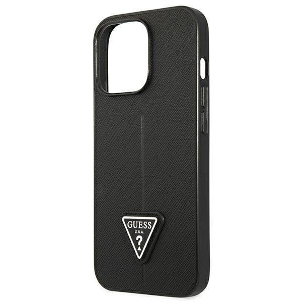 Гръб Guess PU Saffiano Triangle за iPhone 13 Pro Черен