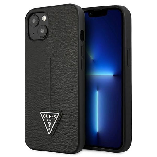 Гръб Guess PU Saffiano Triangle за iPhone 13 Черен