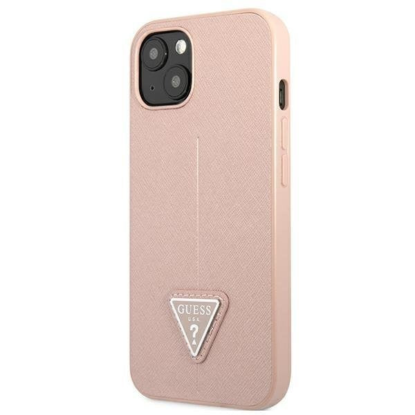 Гръб Guess PU Saffiano Triangle за iPhone 13 , Розов