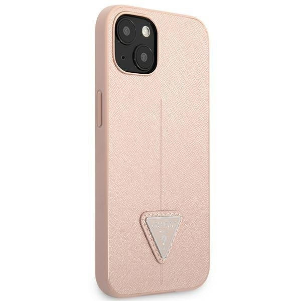 Гръб Guess PU Saffiano Triangle за iPhone 13 , Розов