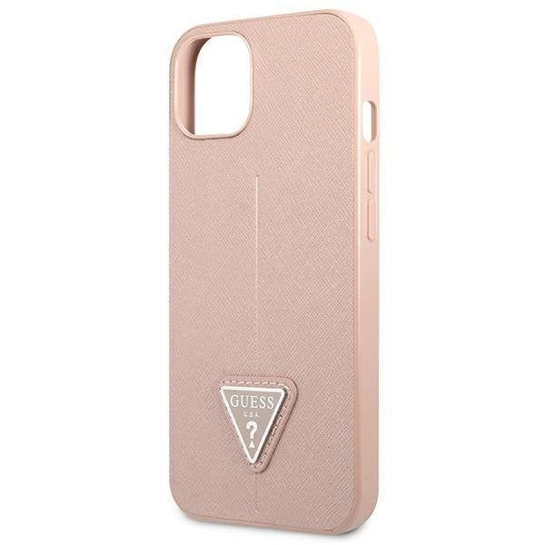 Гръб Guess PU Saffiano Triangle за iPhone 13 , Розов