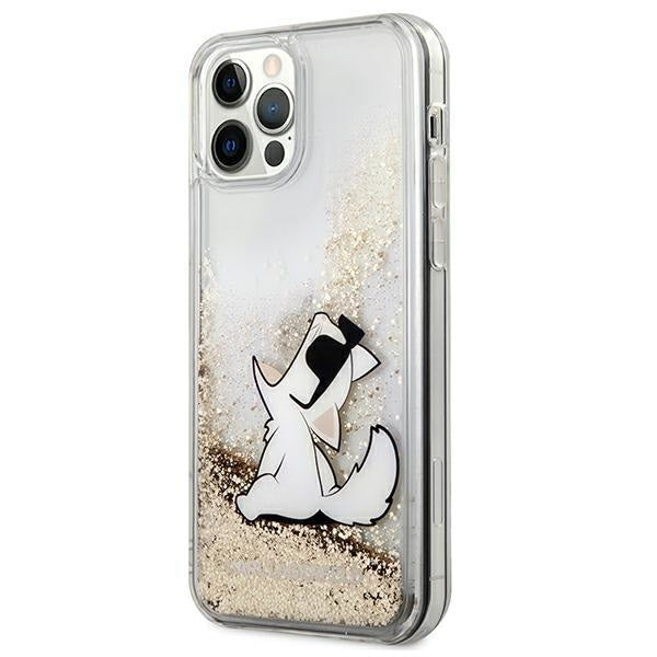 Кейс Karl Lagerfeld Liquid Glitter Choupette Fun за Apple iPhone 12 Pro Max, Златист