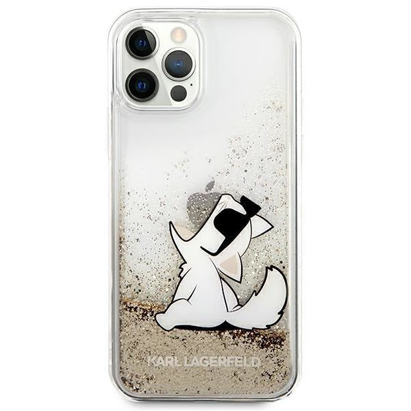 Кейс Karl Lagerfeld Liquid Glitter Choupette Fun за Apple iPhone 12 Pro Max, Златист