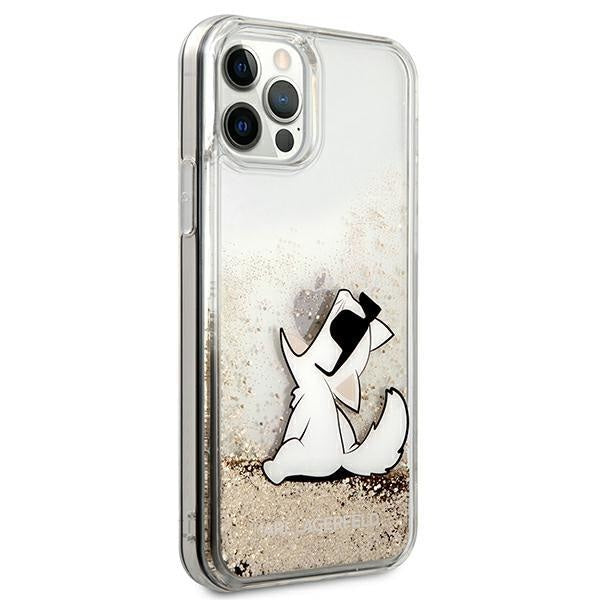 Кейс Karl Lagerfeld Liquid Glitter Choupette Fun за Apple iPhone 12 Pro Max, Златист