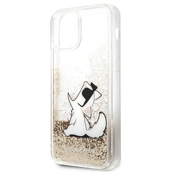 Кейс Karl Lagerfeld Liquid Glitter Choupette Fun за Apple iPhone 12 Pro Max, Златист