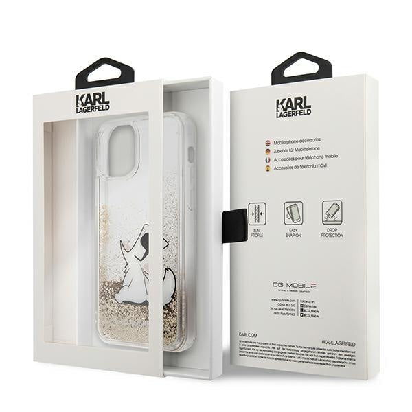 Кейс Karl Lagerfeld Liquid Glitter Choupette Fun за Apple iPhone 12 Pro Max, Златист