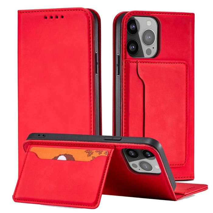 Калъф с отделение за карти Magnet Card Case iPhone 13 червен