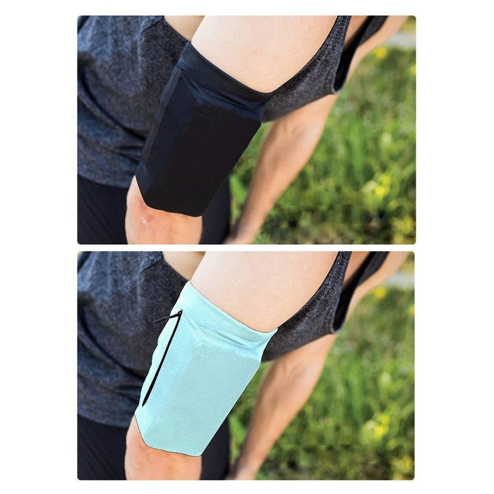 Еластична текстилна лента за ръка бягане / фитнес S синя