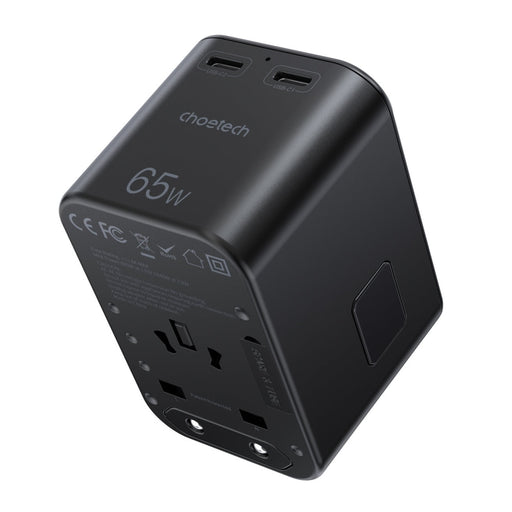 Зарядно устройство Choetech GaN 2 x USB - C / USB 65W Черен