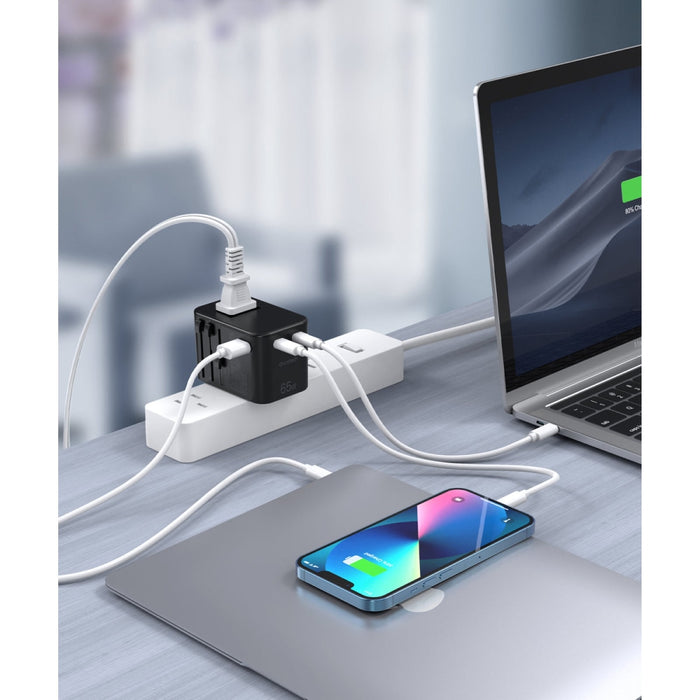 Зарядно устройство Choetech GaN 2 x USB - C / USB 65W Черен