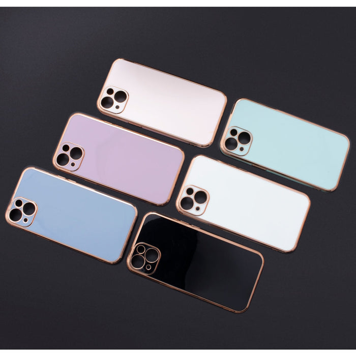 Кейс Lighting Color със златна рамка за iPhone 13 Pro розов
