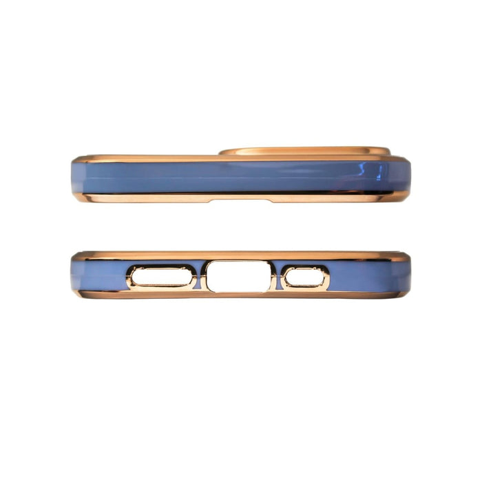 Кейс Lighting Color със златна рамка за iPhone 13 Pro син