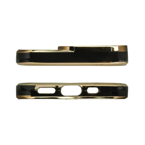 Дизайнерски кейс за iPhone 12 Gold с гел рамка черен