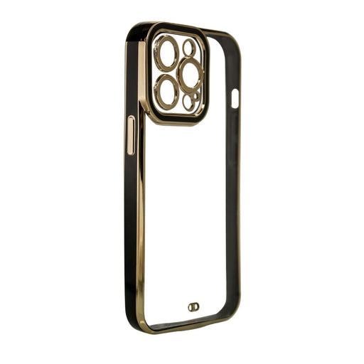Дизайнерски кейс за iPhone 12 Pro Max Gold с гел рамка черен