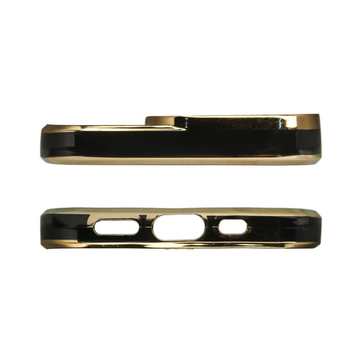 Дизайнерски кейс за iPhone 13 Pro Gold с гел рамка черен