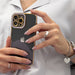 Дизайнерски кейс за iPhone 13 Pro Gold с гел рамка лилав