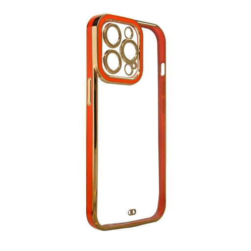 Дизайнерски кейс за iPhone 13 Gold с гел рамка червен