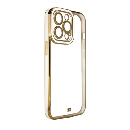 Дизайнерски кейс за iPhone 12 Gold с гел рамка бял