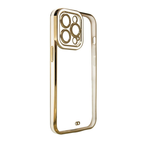 Дизайнерски кейс за iPhone 13 Gold с гел рамка бял