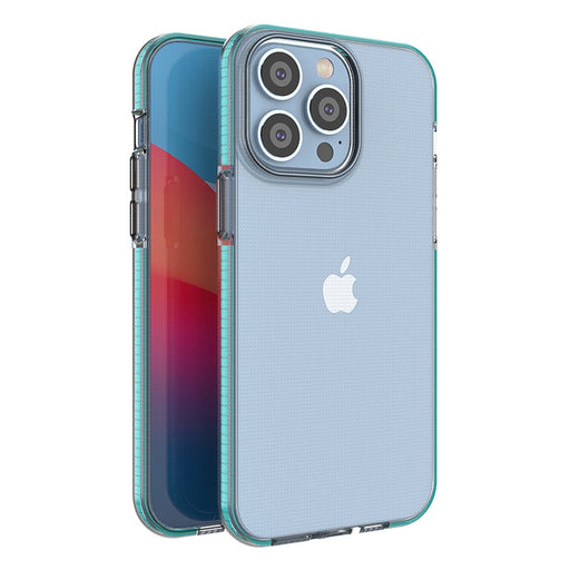 Кейс Spring Case за iPhone 14 Pro Max със светлосиня рамка