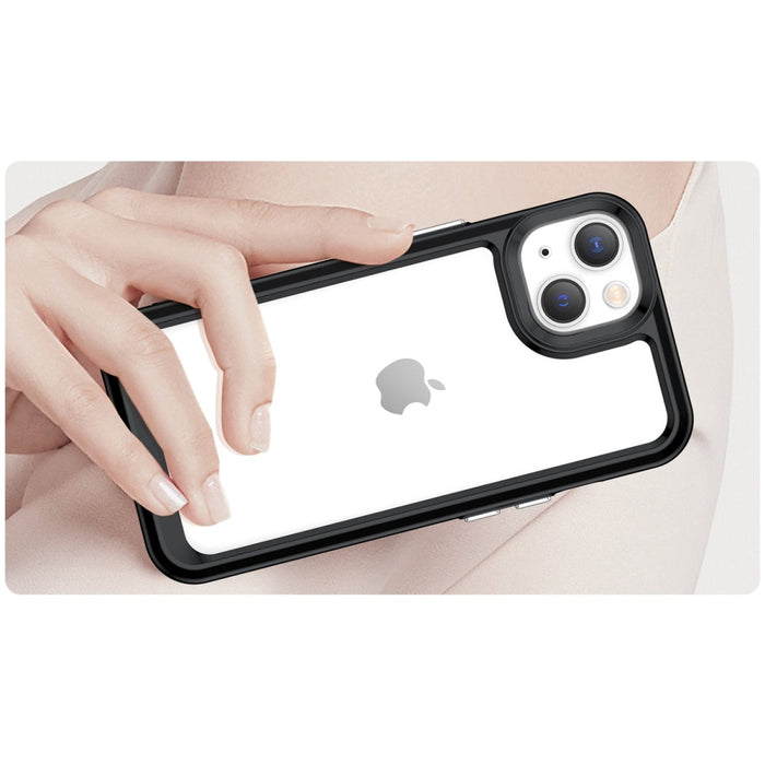 Кейс Outer Space за iPhone14 твърд с гел рамка черен