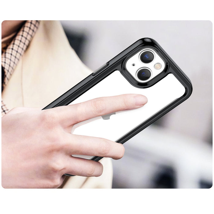 Кейс Outer Space за iPhone14 твърд с гел рамка черен