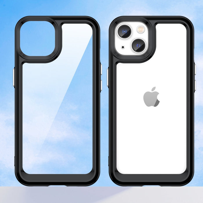 Кейс Outer Space за iPhone14 твърд с гел рамка черен