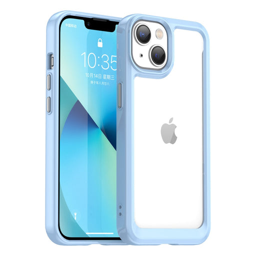 Кейс Outer Space за iPhone14 твърд с гел рамка син