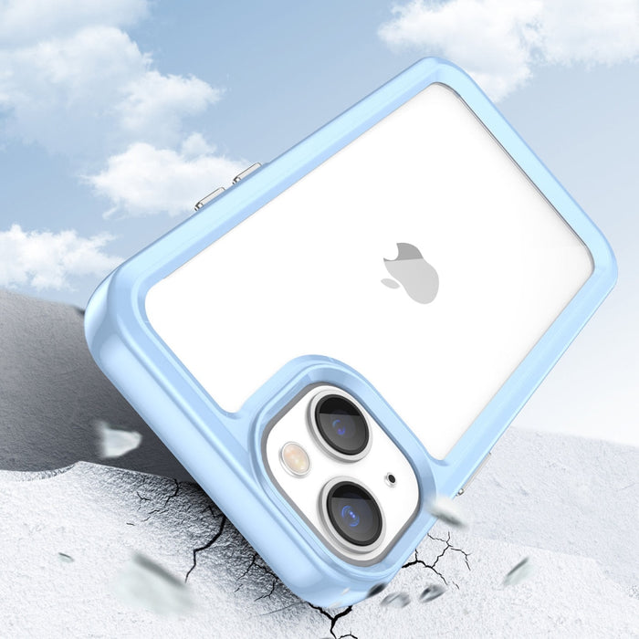 Кейс Outer Space за iPhone14 твърд с гел рамка син