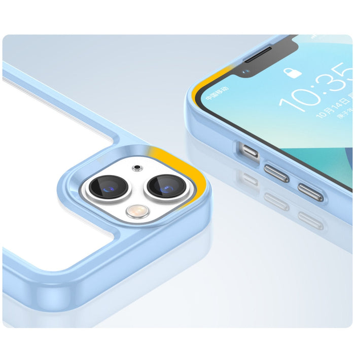 Кейс Outer Space за iPhone14 твърд с гел рамка син