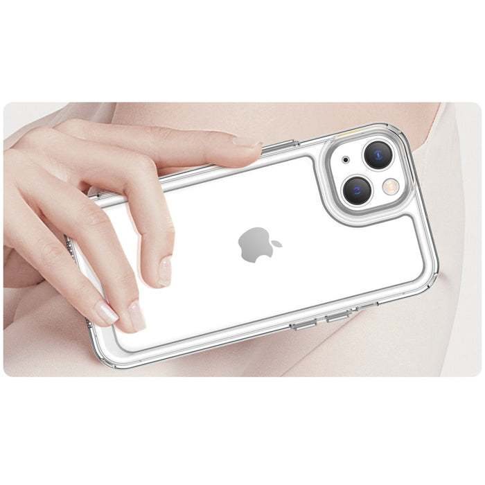 Кейс Outer Space за iPhone14 твърд с гел рамка прозрачен