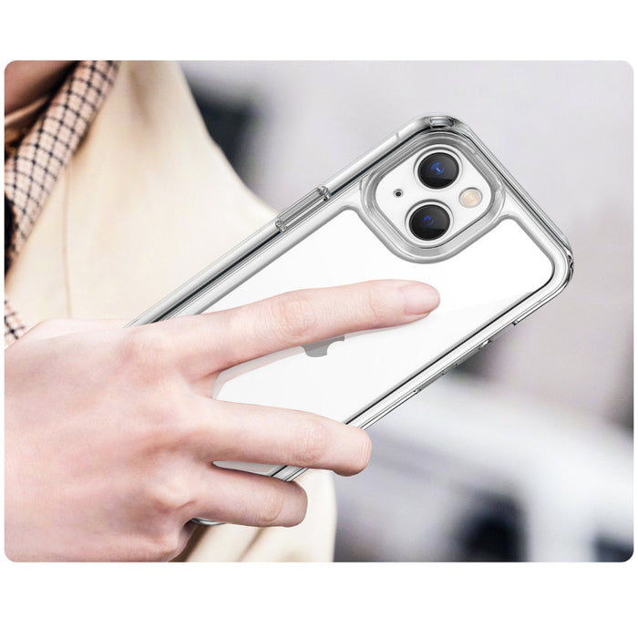 Кейс Outer Space за iPhone14 твърд с гел рамка прозрачен