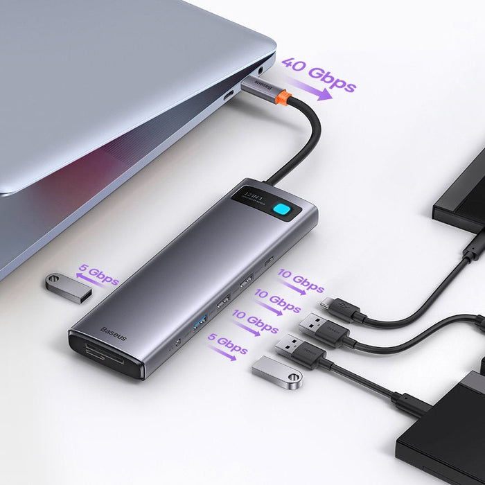 Хъб 12в1 Baseus Metal Gleam USB - C към HDMI / DP