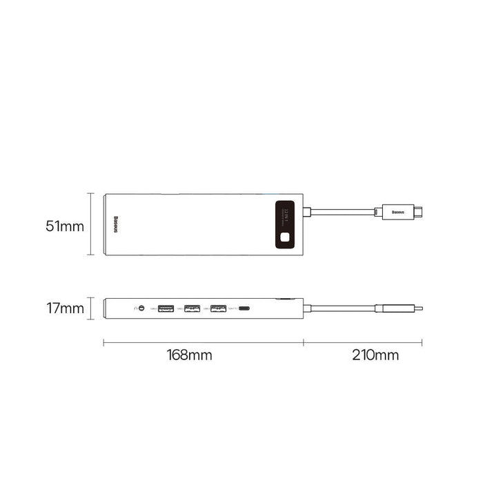 Хъб 12в1 Baseus Metal Gleam USB - C към HDMI / DP