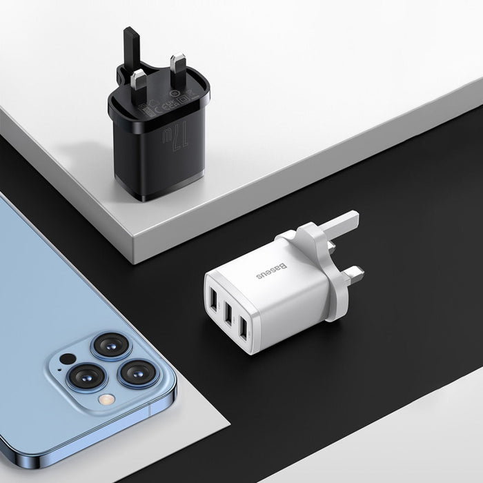 Зарядно устройство Baseus 3x USB 17W UK plug Черен