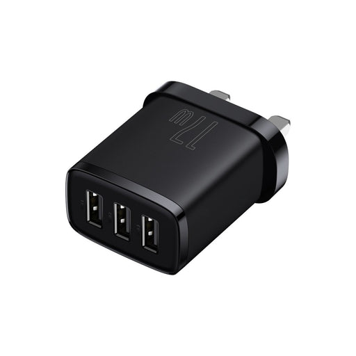 Зарядно устройство Baseus 3x USB 17W UK plug Черен