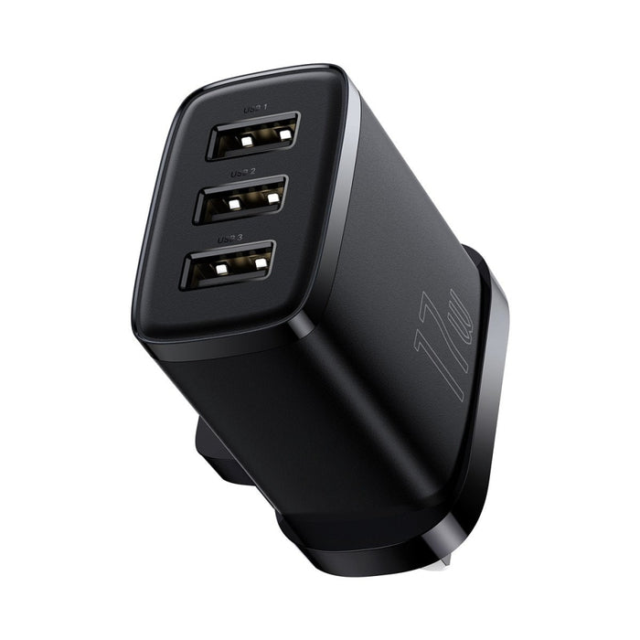 Зарядно устройство Baseus 3x USB 17W UK plug Черен