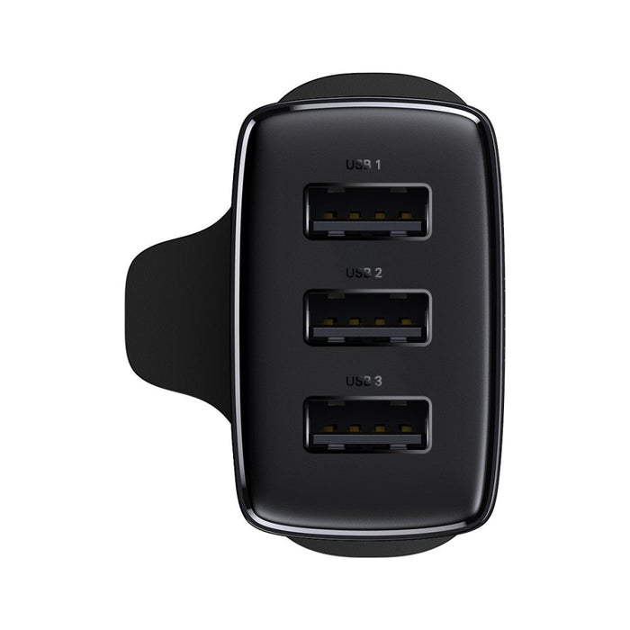 Зарядно устройство Baseus 3x USB 17W UK plug Черен