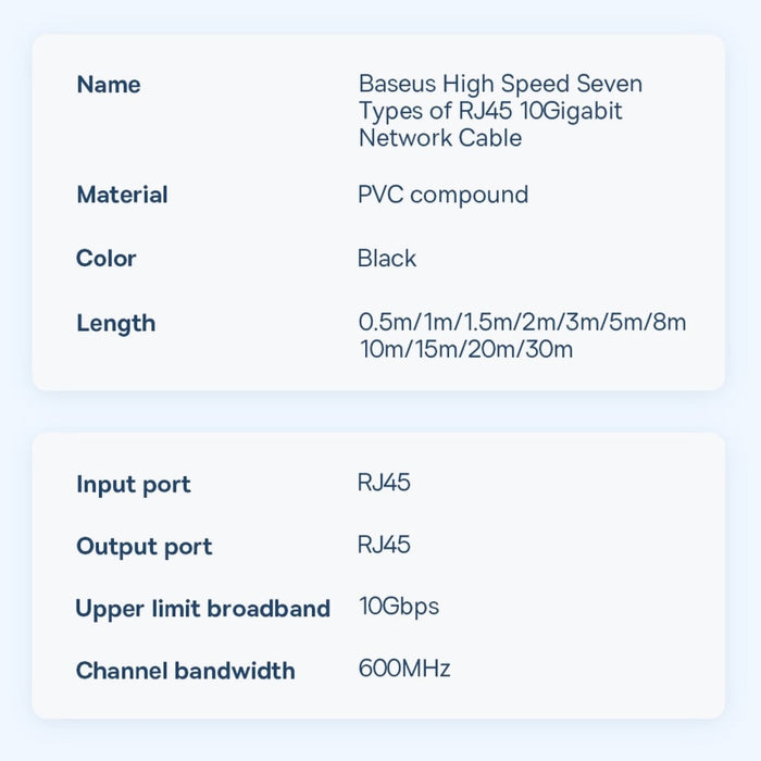 Мрежов кабел Baseus RJ45 3m Черен