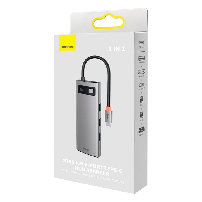 Хъб 8в1 Baseus Metal Gleam USB - C към 1 x HDMI / 3