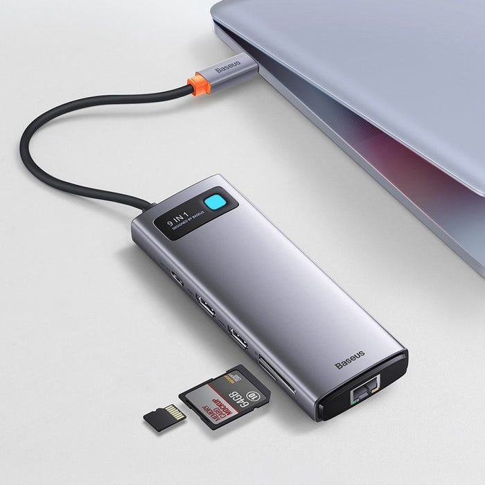 Хъб 9в1 Baseus Metal Gleam Series USB - C към 2 x