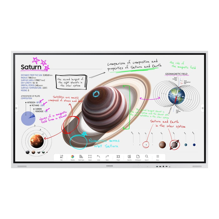Интерактивна бяла дъска SAMSUNG Flip Pro Digital Flipboard 75inch 4K IR Touch HDMI USB-C USB LAN WiFi WPA2 Ent Blueto Tizen 6.5 SoC 4x10W Landscape 400x400