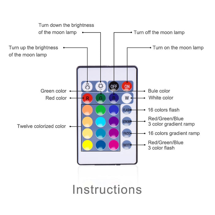Акумулаторна нощна лампа Луна 16 цвята дистанционно 