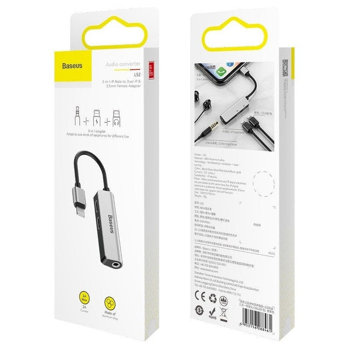 Aудио адаптер Baseus L52 Lightning към мини жак 3.5mm 2x 