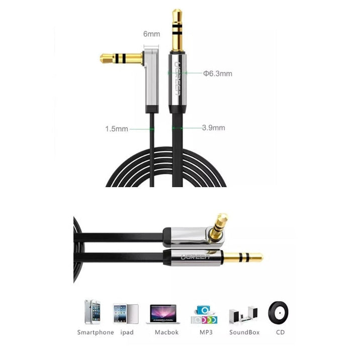 AUX Ъглов мини жак кабел 3.5 мм UGREEN 1м