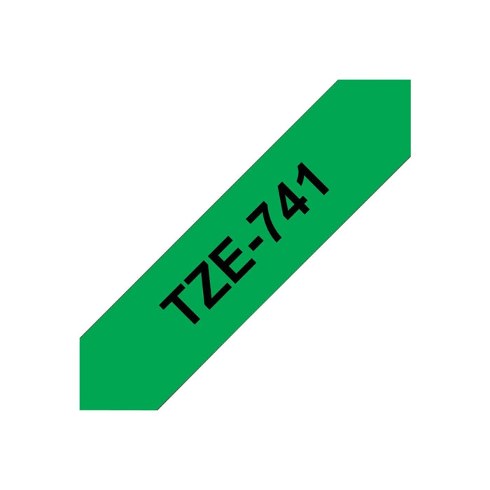 Лента BROTHER P - Touch TZE - 741 черно на зелено 18mm