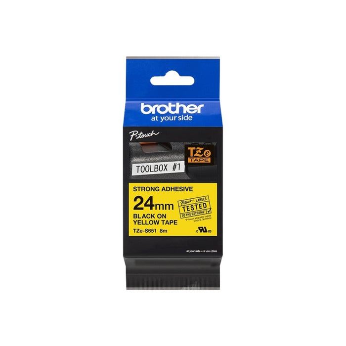 Ламинирана лента BROTHER TZES651 24mm черно на жълто