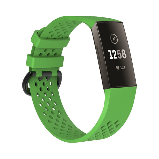 Дишаща силиконова каишка за Fitbit Charge 3/Charge 4 зелен