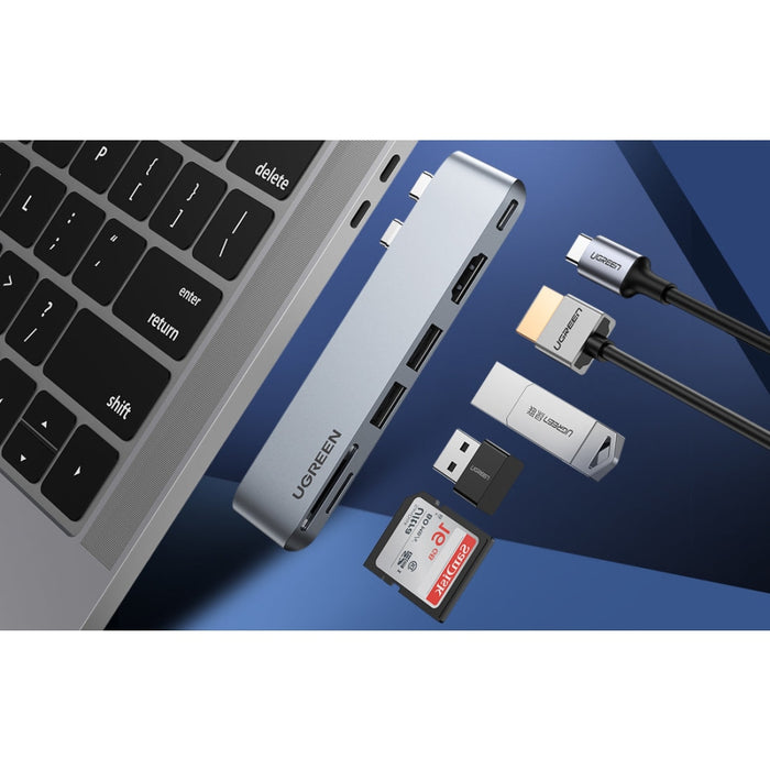 Хъб 6в1 за MacBook Air/Pro UGREEN адаптер USB-C